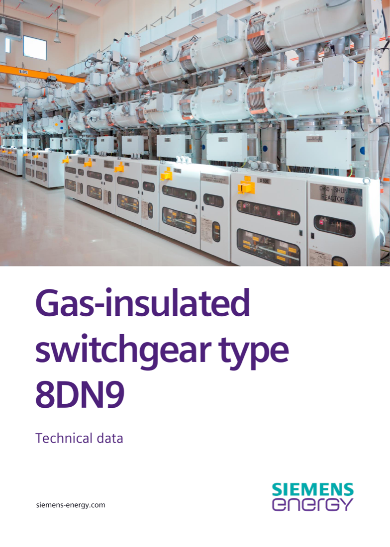 Cover: installed 8DN9 gas-insulated switchgear lineup (indoor substation)