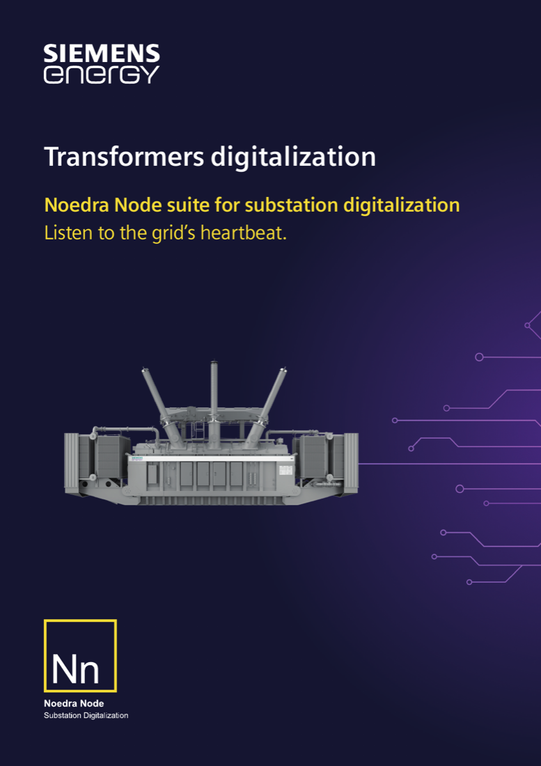 Brochure cover: Transformers digitalization — Noedra Node suite for substation digitalization