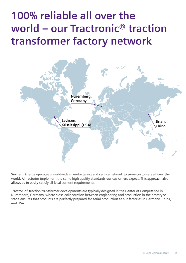 Worldwide Tractronic® factory network: Nuremberg (Germany), Jinan (China) and Jackson, Mississippi (USA)