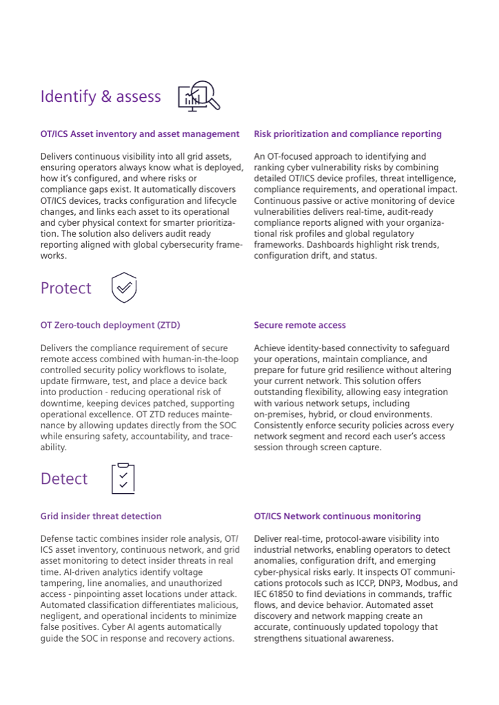 Offerings by NIST CSF function — Identify & assess, Protect, Detect (Shield brochure, page 5)